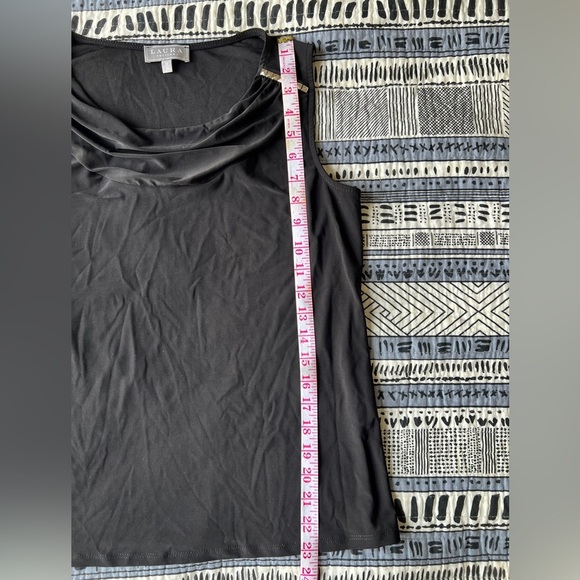 Laura Womens Black Crowl Neck Silver Studded Details Feminine Top Medium - Picture 8 of 9